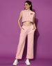 Pink Hooded Crop top With Trouser Co-Ords Set