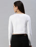 Owl White Graphic Printed Crop-Top