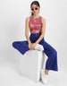 Pink Abstract Printed Round Neck Cropped Tank Top