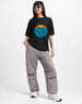 Here Comes The Sun Typographic Printed Oversized Fit Black T-Shirt