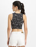 Black Printed High Neck Cropped Tank Top