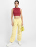 Viva Magenta Plain High Neck Cropped Tank Top