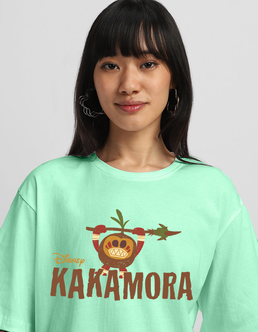 Moana Sea Green Oversized Fit Graphic T-Shirt