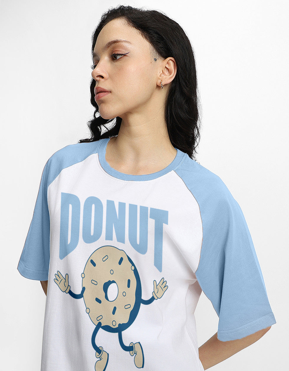 Donut Typographic Print Oversized Fit White T-Shirt
