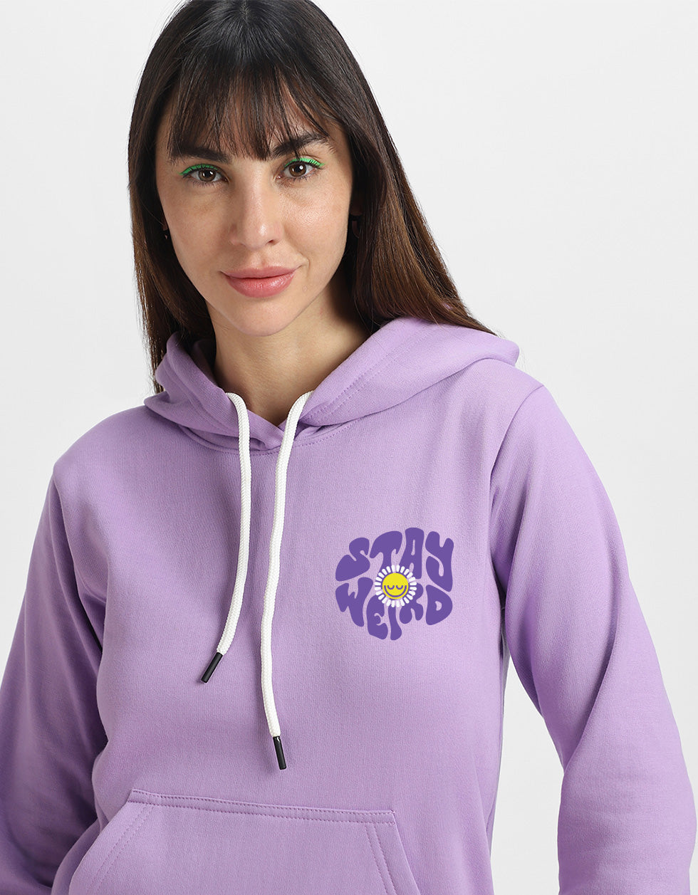 Stay Weird Lilac Regular Fit Hoodie