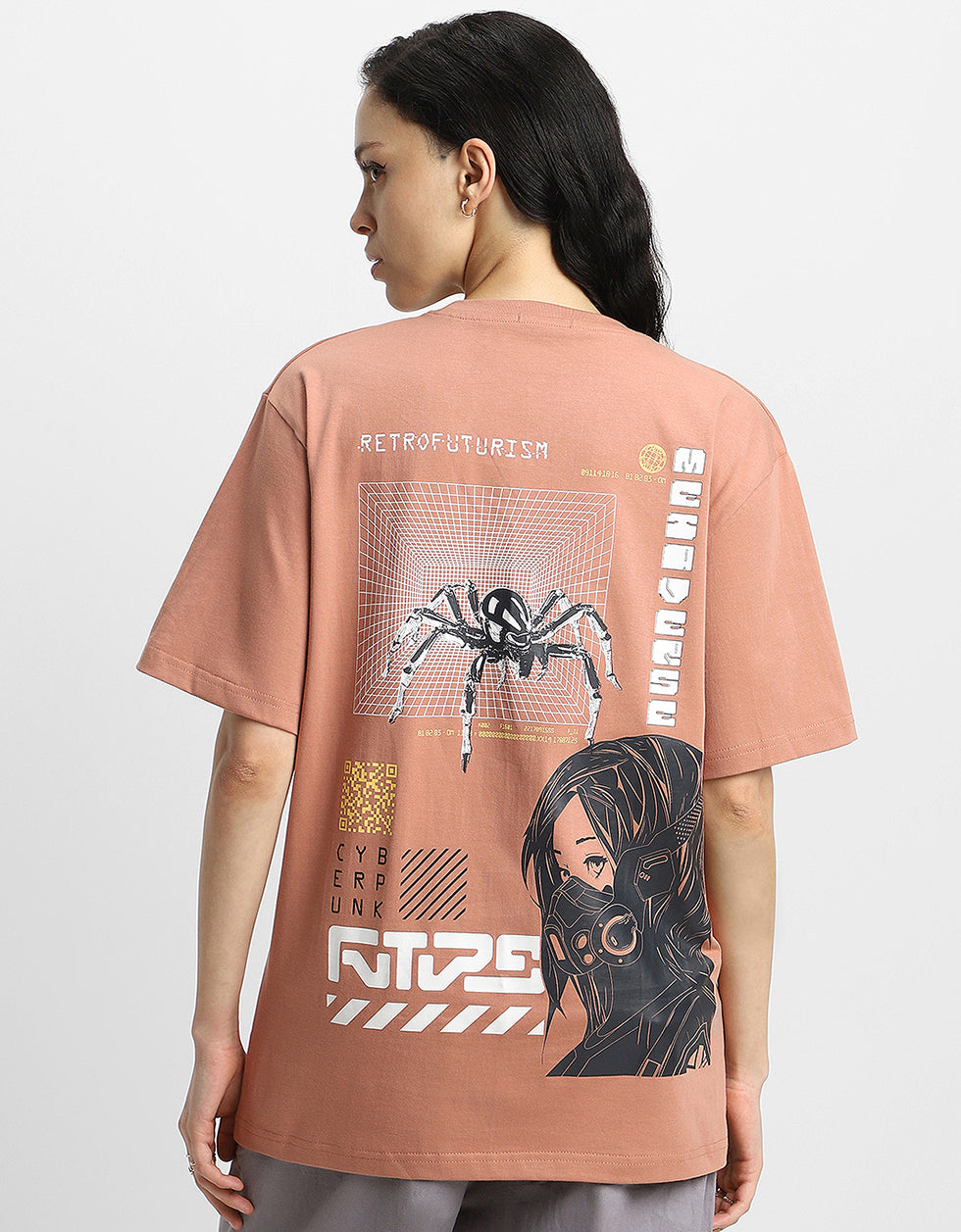 Retro Brown Oversized Graphic T-Shirt