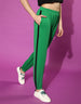 Black and Green Back Printed Crop Top With Trouser Co-Ords Set