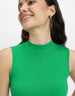 Green Plain High Neck Cropped Tank Top