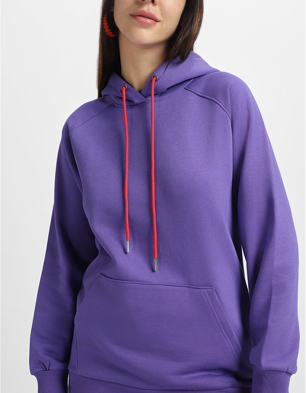 Plain Purple Regular Fit Hoodie