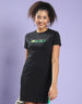 Yourself Printed Half sleeve Black Knee Length T-shirt Dress