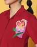 Red Crop Shirt With Shorts Co-Ords Set
