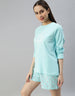 Just Imagine Sky Blue Printed Round Neck Top With Shorts Co-Ord Set