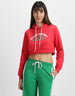 Go Outside Printed Magenta Crop Hoodie