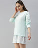 I'D Rather Be Sleeping Pista Green Printed Round Neck Top With Shorts Co-Ord Set