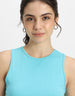 Blue Radiance Plain Round Neck Cropped Tank Top