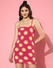 Magenta Floral Print Strappy Thigh Length Dress