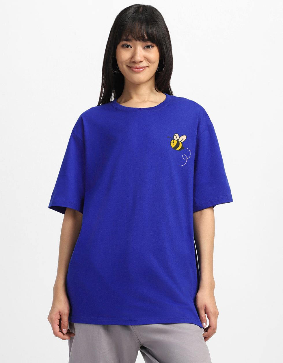 Rock And Roll Royal Blue Oversized Fit Graphic T-Shirt