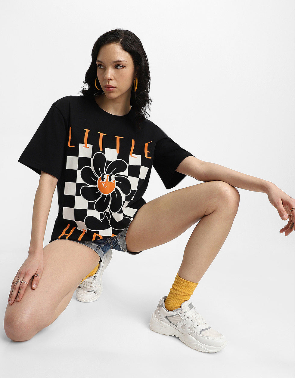 Hippie Black Oversized Graphic T-Shirt