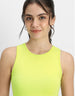 Lime Green Plain Round Neck Cropped Tank Top
