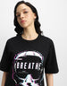 Breathe Black Oversized Graphic T-Shirt