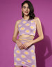 All Over Floral Printed Round Neck Slim Fit Crop Top With Skirt Co-Ords Set