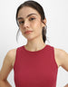 Viva Magenta Plain Round Neck Cropped Tank Top