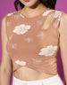 Cork Designer Floral Print Regular Fit Crop-Top