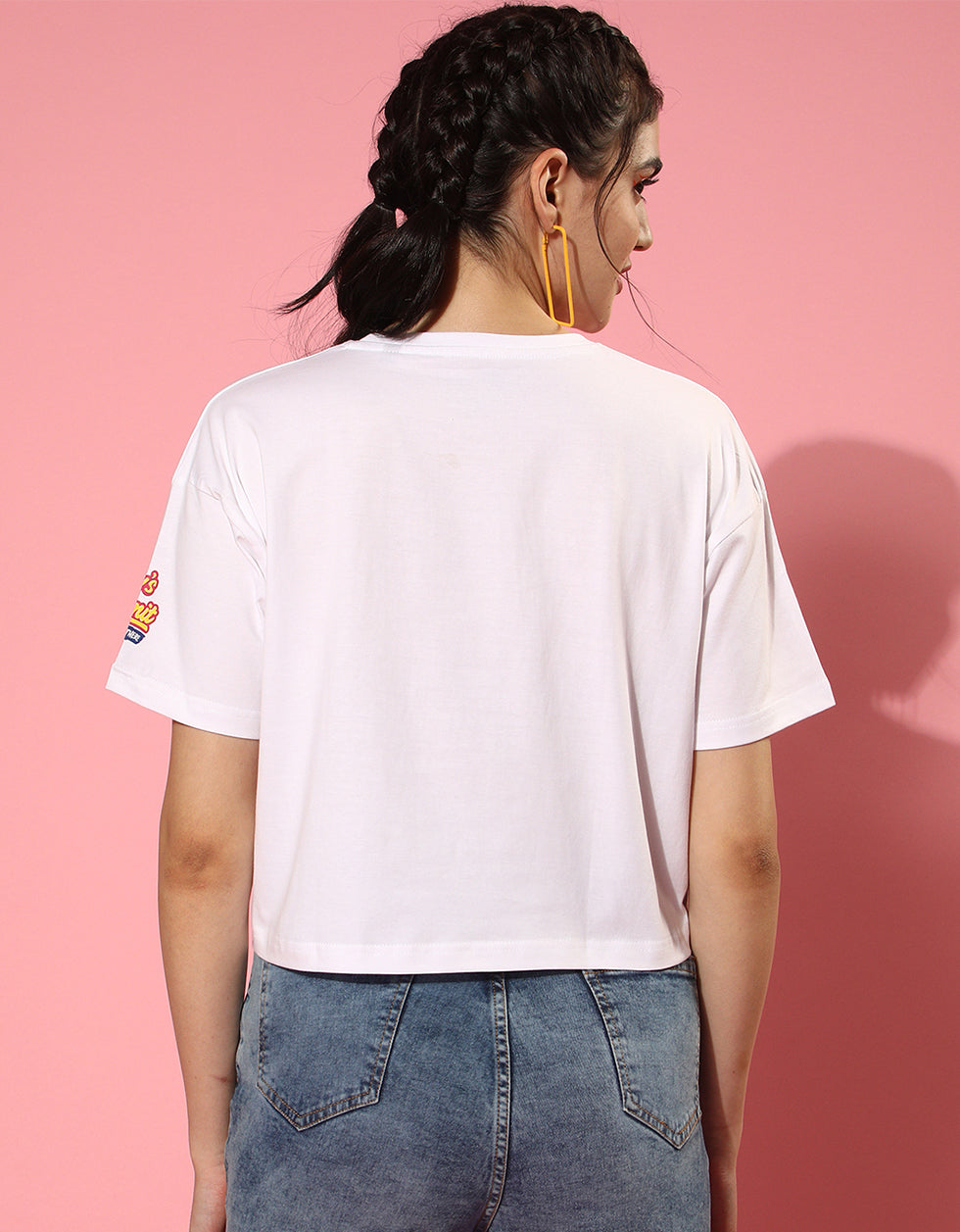 Captain Marvel White Graphic Print  Crop Top