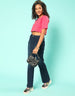 Keep On Smiling Magenta Graphic Printed Crop-Top