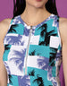 Zipper Closure Multicolor sleeveless Knee Length T-shirt Dress