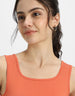Orange Plain Square Neck Cropped Tank Top