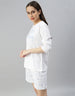I'D Rather Be Sleeping White Printed Round Neck Top With Shorts Co-Ord Set