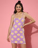 Lilac Floral Print Strappy Thigh Length Dress