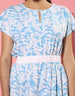Floral Printed Blue Knee Length T-shirt Dress