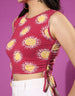 Magenta Graphic Printed Regular Fit Crop-Top