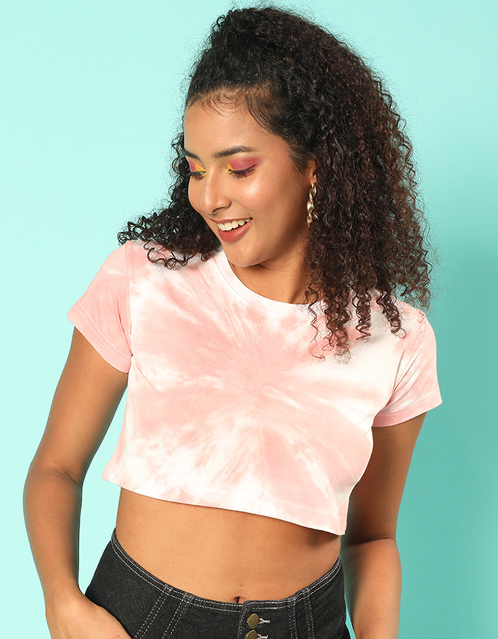 Feel Your Feeling Pink Graphic Printed Regular Fit Crop Top