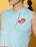 Blue Hooded Crop top With Trouser Co-Ords Set