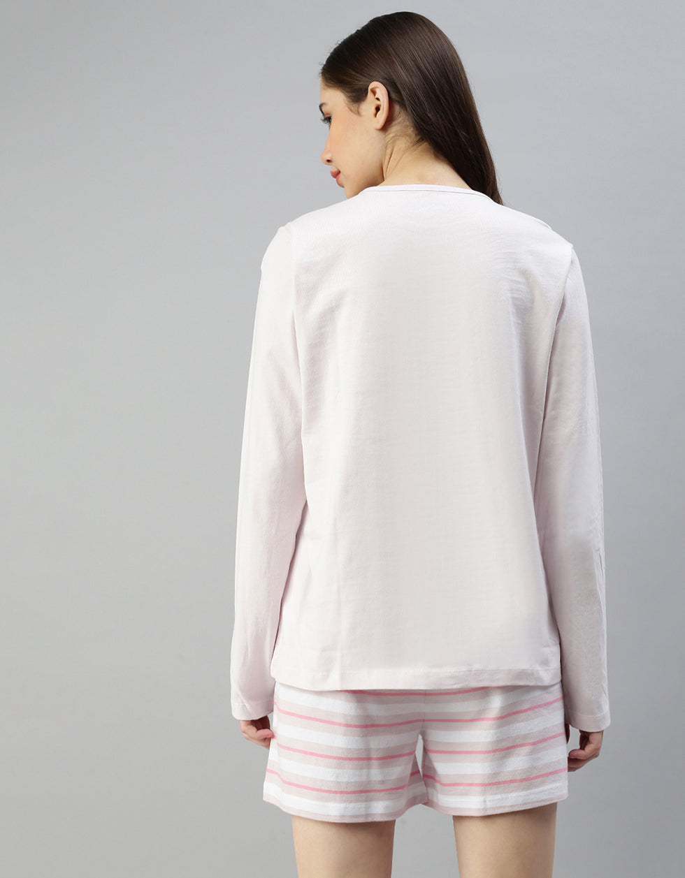 Sunday for Snuggles Lilac Printed Round Neck Top With Shorts Co-Ord Set