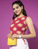 Magenta Graphic Printed Regular Fit Crop-Top