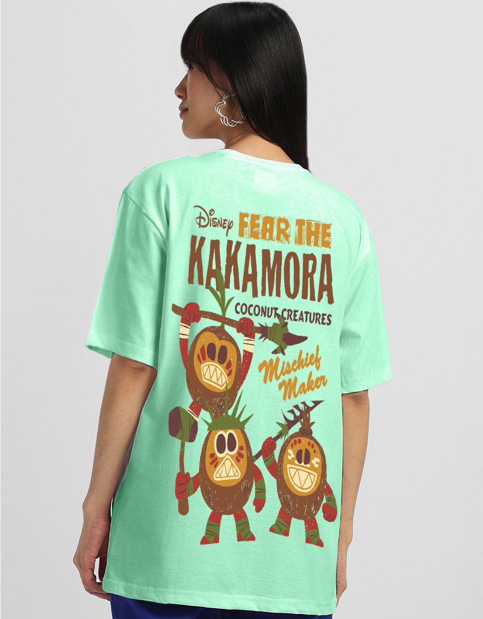 Moana Sea Green Oversized Fit Graphic T-Shirt