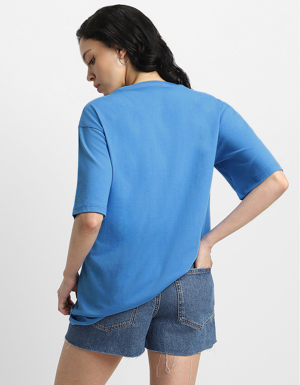 Doing Great Blue Oversized Typographic T-Shirt