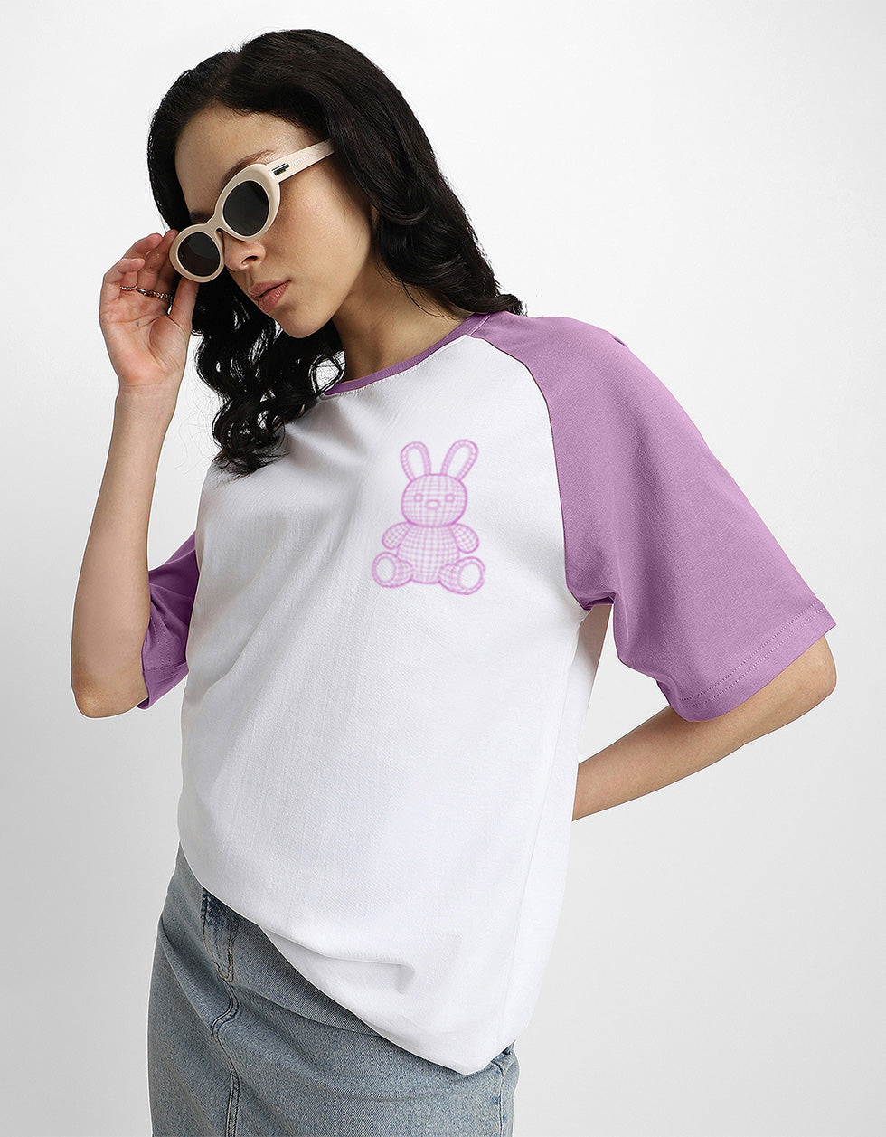 Teddy Lilac Oversized Graphic T-Shirt