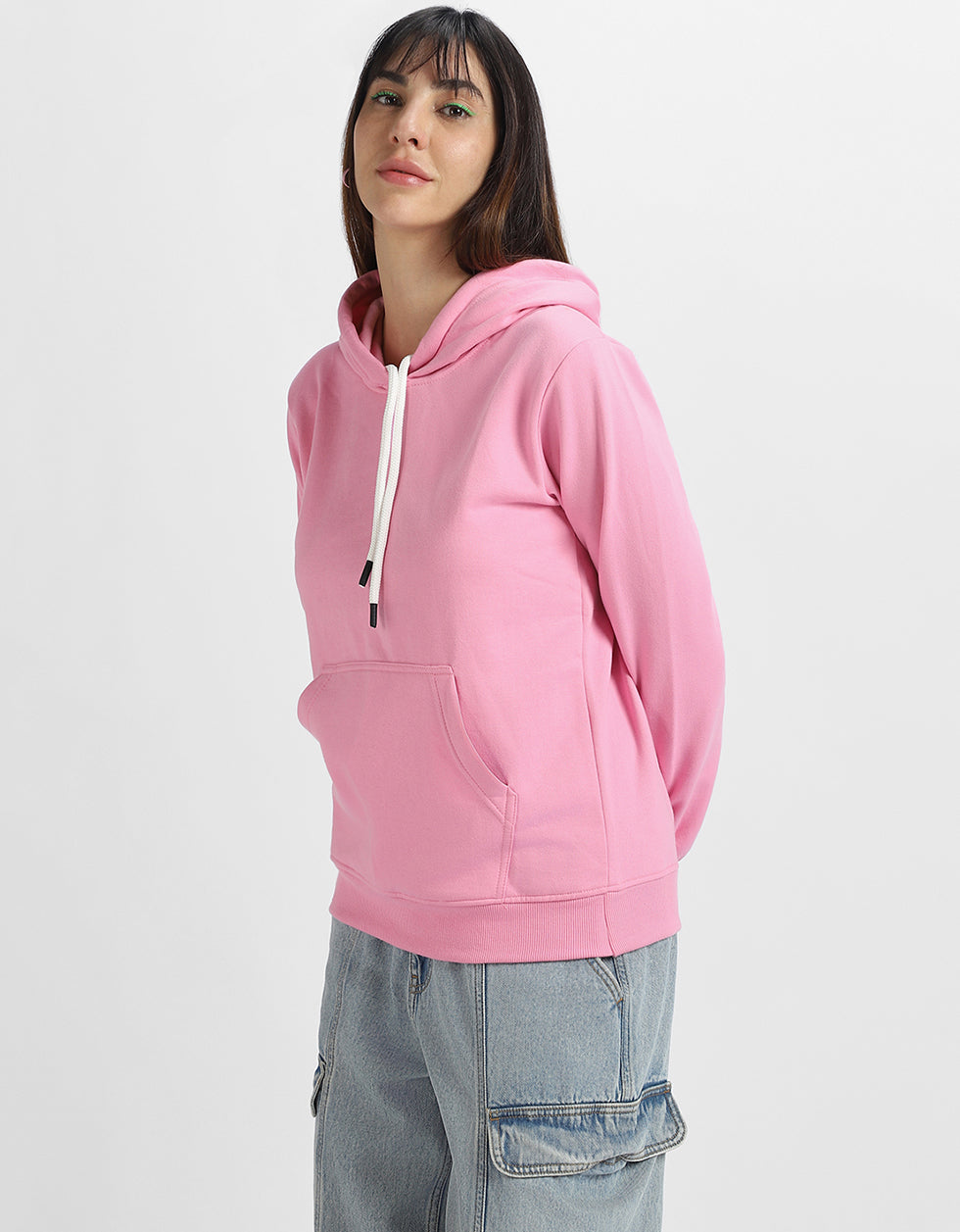 Plain Pink Regular Fit Hoodie