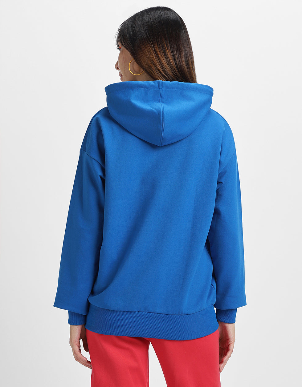 Stay Weird Blue Printed Oversized Hoodie