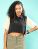 Black & White Plain Crop-Top