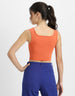 Orange Plain Square Neck Cropped Tank Top