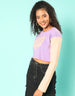 Stay Weird Purple Graphic Printed Crop-Top