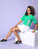 It's Not All That Bad Green Graphic Printed Crop-Top