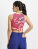 Pink Abstract Printed Round Neck Cropped Tank Top