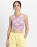 Lilac Printed Round Neck Cropped Tank Top